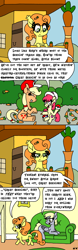 Size: 750x2400 | Tagged: safe, artist:bjdazzle, apple bloom, applejack, carrot top, derpy hooves, golden harvest, earth pony, pegasus, pony, going to seed, apology, bush, carrot, carrot top is not amused, comic, farm, female, filly, food, green (pokemon), hat, house, implied great seedling, looking down, lying down, mare, phone, picture, pokéball, pokémon, pokémon go, pokémon trainer, red (pokémon), rug, season 9 retirement party, sofa, unamused