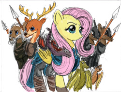 Size: 1024x784 | Tagged: safe, artist:thelivingshadow, fluttershy, pegasus, pony, crossover, daenerys targaryen, game of thrones, harsher in hindsight