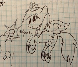 Size: 3024x2609 | Tagged: safe, artist:rainbow eevee, derpy hooves, alicorn, alicornified, derpicorn, drawing, food, graph paper, muffin, old art, princess, race swap, solo, this will end in tears, traditional art