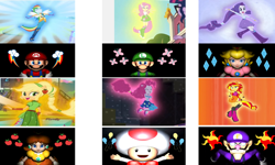 Size: 1500x900 | Tagged: safe, artist:daniotheman, applejack, fluttershy, pinkie pie, rainbow dash, rarity, sunset shimmer, equestria girls, friendship games, rainbow rocks, crossover, cutie mark, looking up, luigi, luigishy, maridash, mario, mario & luigi, mario party, mario party 4, mariopie, marioshy, nintendo, ponied up, princess daisy, princess peach, raripeach, super mario bros., toad (mario bros), toad pie, waluigi, waluset