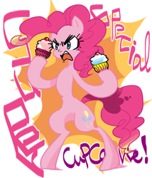 Size: 600x700 | Tagged: safe, artist:chickensoup, pinkie pie, earth pony, pony, cupcake, female, mare, pink coat, solo