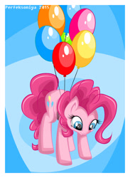 Size: 2200x3000 | Tagged: dead source, safe, artist:perfexsoniya, pinkie pie, earth pony, pony, balloon, mysticalpha-ish, solo, style emulation, then watch her balloons lift her up to the sky