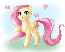 Size: 2182x1747 | Tagged: safe, artist:bjorn-bi, fluttershy, pegasus, pony, female, mare, pink mane, solo, yellow coat