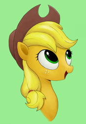 Size: 2000x2857 | Tagged: safe, artist:greenprickle, artist:kas92, applejack, earth pony, pony, looking up, open mouth, smiling, solo