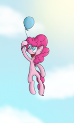 Size: 614x1024 | Tagged: safe, artist:mr. rottson, pinkie pie, earth pony, pony, balloon, flight, flying, solo, then watch her balloons lift her up to the sky