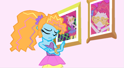 Size: 821x454 | Tagged: safe, artist:berrypunchrules, pinkie pie, oc, oc:tangerine tropics, equestria girls, 80s, 80s hair, picture frame, ponysona