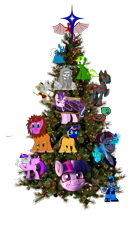 Size: 803x1429 | Tagged: artist needed, safe, artist:ananonymousduck, artist:commander something, artist:fidzfox, artist:jfpierre, artist:vaguelycreepy, starlight glimmer, twilight sparkle, twilight sparkle (alicorn), oc, oc:black-bird, oc:circuit mane, oc:deathlight, oc:sweetie bloom, oc:toacoy, oc:tsuki, oc:vick, alicorn, big cat, lion, pony, unicorn, candy, candy cane, christmas, christmas tree, clothes, costume, food, holiday, kingdom hearts, ornament, poptart, the brony show, tinkerbell, tree