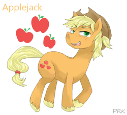 Size: 550x500 | Tagged: safe, artist:prk, applejack, applejack (male), earth pony, pony, pixiv, rule 63, solo