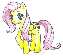 Size: 537x481 | Tagged: safe, artist:zeromidnight, fluttershy, pegasus, pony, female, mare, pink mane, solo, yellow coat