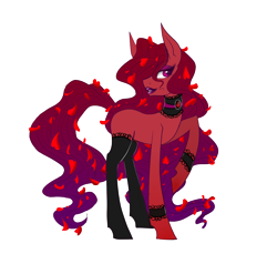 Size: 1280x1174 | Tagged: safe, artist:royalroseadopts, oc, oc only, oc:scarlette, pony, choker, clothes, garter, lipstick, one hoof raised, simple background, solo, stockings, thigh highs, transparent background