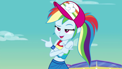 Size: 1920x1080 | Tagged: safe, derpibooru import, screencap, rainbow dash, better together, equestria girls, spring breakdown, clothes, cute, dashabetes, geode of super speed, magical geodes, midriff, sleeveless, solo, tanktop