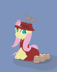 Size: 600x750 | Tagged: safe, artist:strawberryfountains, fluttershy, bird, pegasus, pony, mary poppins, solo