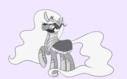 Size: 1000x625 | Tagged: safe, artist:midnight-wizard, derpibooru import, king sombra, pony, unicorn, alternate hairstyle, frown, monochrome, raised hoof, serious face, solo