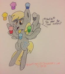 Size: 1024x1159 | Tagged: safe, artist:spiderfingers15, derpy hooves, pegasus, pony, chaos emerald, crossover, food, muffin, sonic the hedgehog (series), traditional art