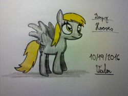 Size: 2592x1952 | Tagged: safe, artist:vexikku, derpy hooves, pegasus, pony, solo, traditional art