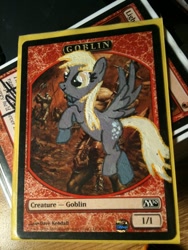 Size: 540x720 | Tagged: artist needed, safe, derpy hooves, goblin, pegasus, pony, card, crossover, custom, irl, magic the gathering, photo, toy