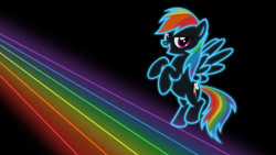 Size: 3840x2160 | Tagged: safe, artist:cheezedoodle96, derpibooru import, rainbow dash, pegasus, pony, female, mare, neon, rainbow, vector, wallpaper