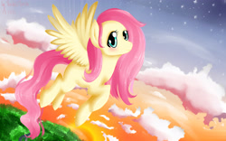 Size: 4000x2500 | Tagged: safe, artist:vardastouch, fluttershy, pegasus, pony, female, flying, mare, solo