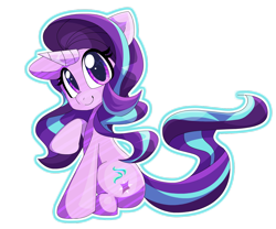 Size: 1200x1000 | Tagged: safe, artist:petalssilversteam, starlight glimmer, pony, unicorn, cute, female, glimmerbetes, looking at you, mare, outline, simple background, sitting, smiling, solo, transparent background