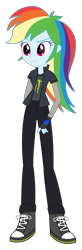 Size: 606x1838 | Tagged: safe, artist:sketchmcreations, derpibooru import, rainbow dash, equestria girls, alternate costumes, clothes, fingerless gloves, gloves, inkscape, pants, racer, request, shoes, simple background, sneakers, solo, transparent background