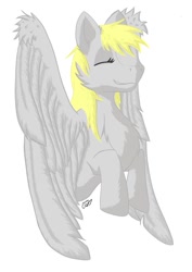 Size: 752x1063 | Tagged: safe, artist:dodj-e-cur, derpy hooves, pegasus, pony, bust, chest fluff, eyes closed, female, mare, portrait, simple background, solo, white background