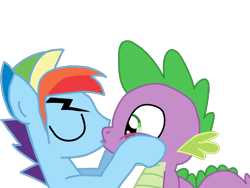 Size: 1024x768 | Tagged: safe, artist:ripped-ntripps, derpibooru import, rainbow blitz, rainbow dash, spike, dragon, pegasus, pony, and then spike was gay, blitzike, gay, half r63 shipping, kissing, male, rainbowspike, rule 63, shipping, spike gets all the stallions