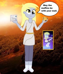 Size: 823x971 | Tagged: safe, artist:trainman3985, screencap, derpy hooves, equestria girls, crossover, food, mail, muffin, star wars