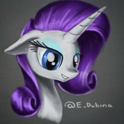 Size: 640x640 | Tagged: safe, artist:e_dubina, rarity, pony, unicorn, bust, lidded eyes, portrait, smiling, solo