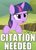 Size: 400x550 | Tagged: safe, derpibooru import, edit, edited screencap, screencap, twilight sparkle, feeling pinkie keen, caption, citation needed, cropped, image macro, reaction image, skeptical, solo, unhappy, wikipedia