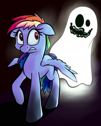 Size: 1458x1809 | Tagged: safe, artist:impcjcaesar, derpibooru import, rainbow dash, ghost, pegasus, pony, 2spooky, solo