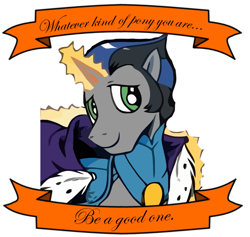 Size: 873x827 | Tagged: safe, artist:andypriceart, derpibooru import, king sombra, pony, unicorn, good king sombra, hilarious in hindsight, mouthpiece, positive ponies, solo