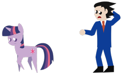 Size: 1032x621 | Tagged: safe, artist:mrponiator, derpibooru import, twilight sparkle, human, ace attorney, crossover, phoenix wright, pointy people, pointy ponies, simple background, transparent background, turnabout storm