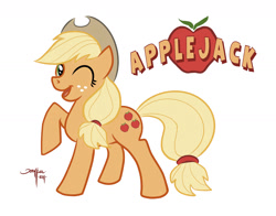 Size: 1690x1328 | Tagged: safe, artist:joshuacovey, applejack, earth pony, pony, applejack's hat, blonde, blonde mane, blonde tail, female, green eyes, mare, orange coat, solo