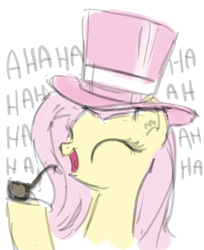 Size: 1069x1312 | Tagged: safe, artist:king-kakapo, fluttershy, pegasus, pony, /mlp/, hat, laughing, pipe, top hat