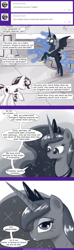 Size: 567x1920 | Tagged: safe, artist:deusexequus, nightmare moon, princess celestia, princess luna, twilight sparkle, twilight sparkle (alicorn), alicorn, pony, ask the princess of friendship with benefits, butt, comic, dialogue, female, lesbian, mare, plot, polyamory, shipping, speech bubble, twilunestia