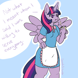 Size: 1200x1200 | Tagged: safe, artist:dennelx3, derpibooru import, twilight sparkle, twilight sparkle (alicorn), alicorn, anthro, 30 minute art challenge, solo, waitress