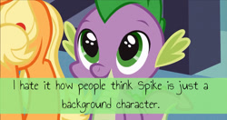 Size: 1280x678 | Tagged: safe, applejack, spike, dragon, earth pony, pony, confession, drama, mlpconfessions, op is a cuck, spike drama, spike justice warriors