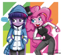 Size: 866x787 | Tagged: safe, artist:the-butch-x, derpibooru import, pinkie pie, twilight sparkle, equestria girls, cosplay, mordecai, pops, regular show