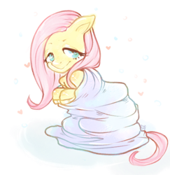 Size: 500x514 | Tagged: safe, artist:mewpsy, artist:rot, fluttershy, pegasus, pony, blanket, cute, shyabetes, solo