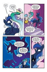 Size: 1041x1600 | Tagged: safe, artist:jay fosgitt, idw, nightmare moon, princess celestia, princess luna, alicorn, pony, spoiler:comic, spoiler:comicff28, comic, cute, lunabetes