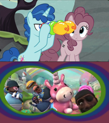 Size: 910x1023 | Tagged: safe, pinkie pie, earth pony, pony, the cutie map, balloon vision, exploitable meme, meet the pyro, meme, pyrovision, team fortress 2