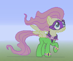 Size: 1228x1024 | Tagged: safe, fluttershy, saddle rager, pegasus, pony, power ponies (episode), minecraft, minecraft pixel art, pixel art, power ponies