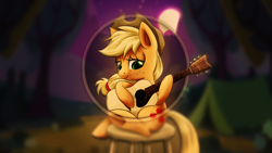 Size: 1920x1080 | Tagged: safe, artist:r4inbowbash, artist:steffy-beff, applejack, earth pony, pony, guitar, moon, vector, wallpaper