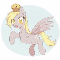 Size: 591x591 | Tagged: safe, artist:yakieringi014, derpy hooves, pegasus, pony, female, food, mare, muffin, solo