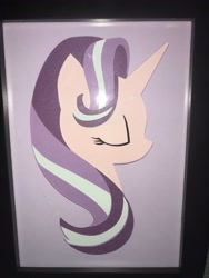 Size: 1536x2048 | Tagged: safe, artist:samoht-lion, starlight glimmer, pony, unicorn, bust, cutout, eyes closed, minimalist, modern art, portrait, solo, traditional art