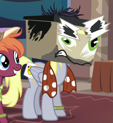 Size: 711x768 | Tagged: safe, screencap, derpy hooves, doctor caballeron, pony, stranger than fan fiction, clothes, costume, cropped