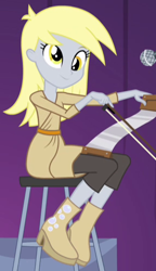 Size: 286x495 | Tagged: safe, screencap, derpy hooves, equestria girls, rainbow rocks, cropped, musical instrument, musical saw, solo