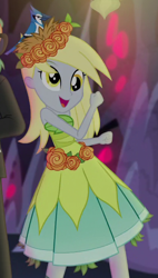 Size: 420x740 | Tagged: safe, screencap, derpy hooves, blue jay, equestria girls, legend of everfree, bird nest, cropped