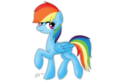 Size: 1280x853 | Tagged: safe, artist:askhoovesandfeathers, derpibooru import, rainbow dash, pegasus, pony, raised hoof, solo