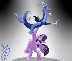 Size: 2100x1800 | Tagged: safe, artist:mythicaljazz, derpibooru import, discord, twilight sparkle, twilight sparkle (alicorn), alicorn, pony, blue flu, female, mare, scene interpretation